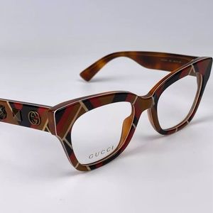 Gucci Havana Striped Tiger Stud Eye Glasses